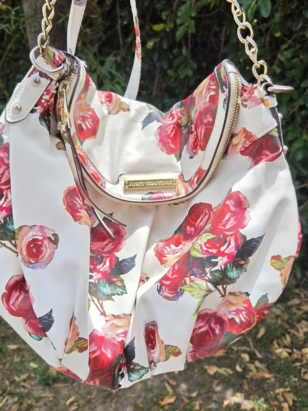 Juicy Couture Floral White & Red Shoulder Bag